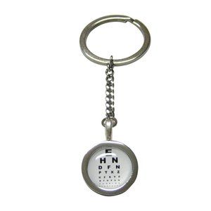 Kiola Designs Accessories - Bordered Round Optometrist Design Pendant Keychain Kiola Designs Accessories - Bordered Round Optometrist Design Pendant Keychain